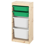 IKEA TROFAST storage combination with 4 boxes, pine green/white, 44x30x91 cm