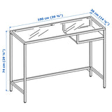 IKEA VITTSJO laptop table, white/glass, 100x36 cm