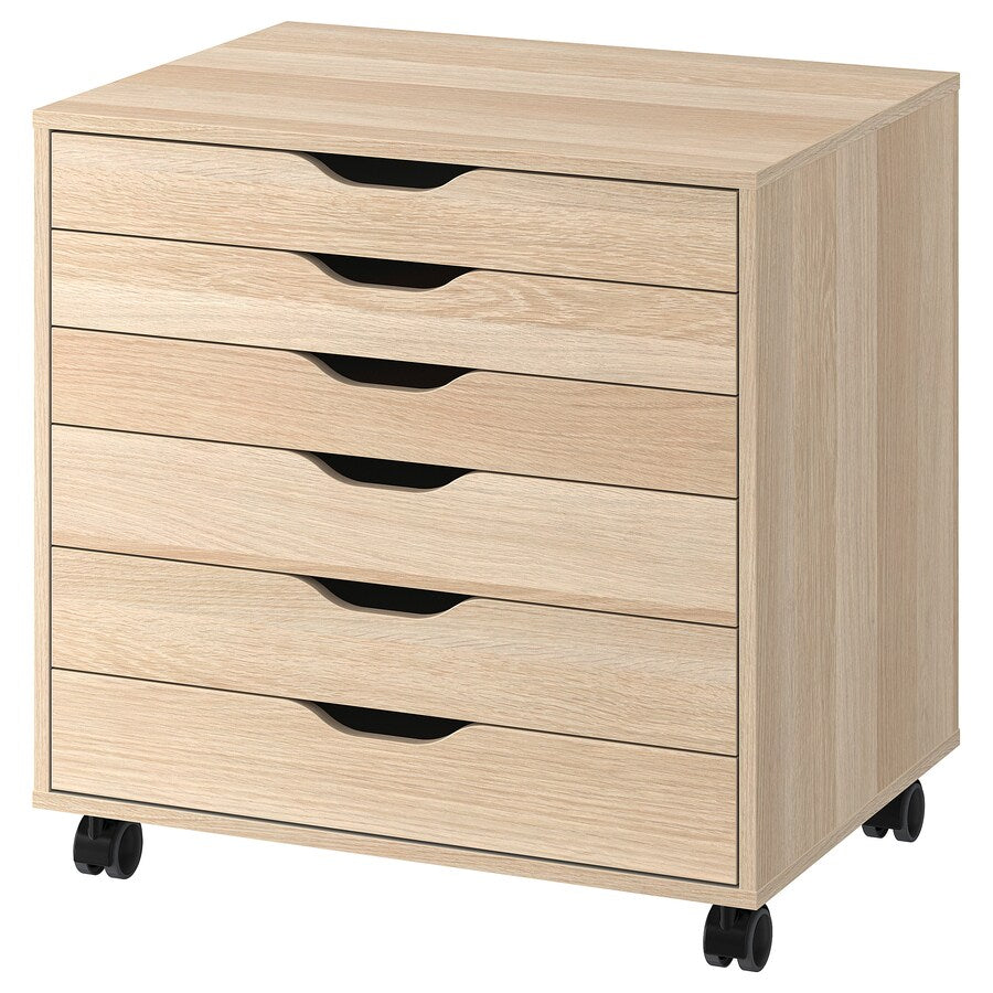 IKEA ALEX drawer on castors, white stained oak effect, 67x66 cm