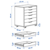 IKEA ALEX drawer on castors, white stained oak effect, 67x66 cm