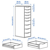 IKEA ALEX 9 drawers unit, white, 36x116 cm
