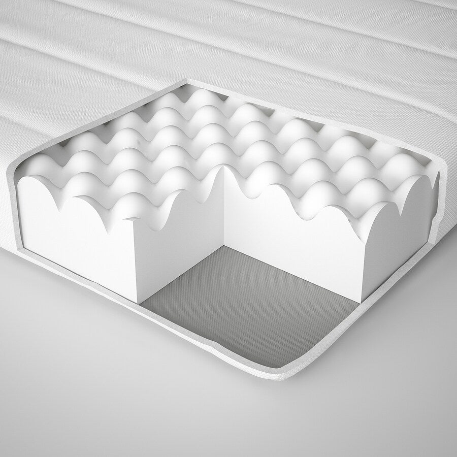 IKEA KURA reversible bed w foam mattress, pine, 90x200 cm