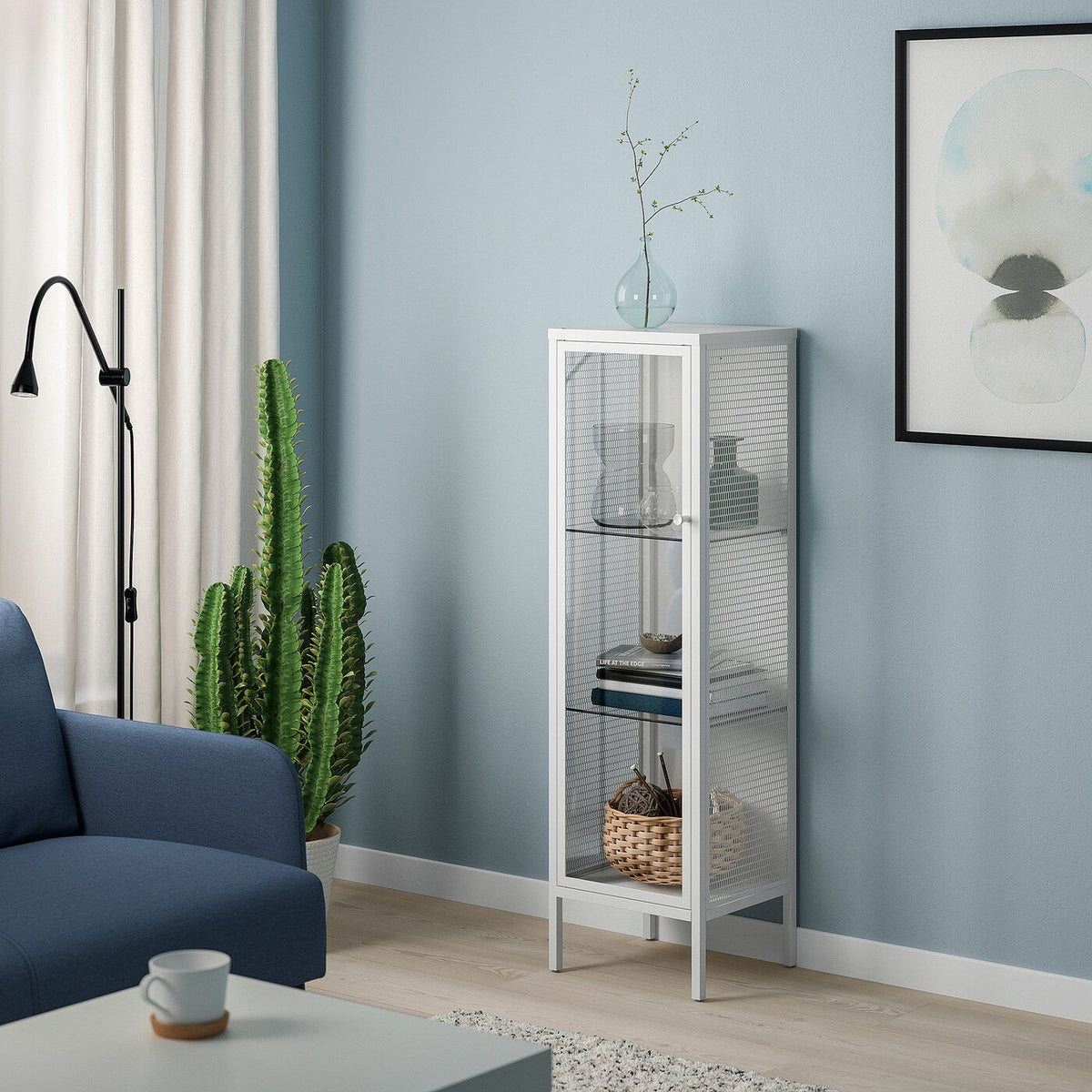 IKEA BAGGEBO cabinet with glass doors, 34x30x116 cm