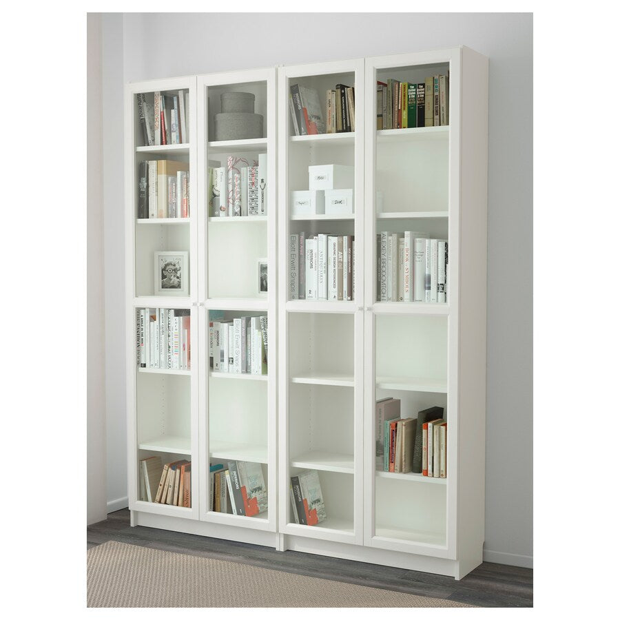 IKEA BILLY bookcase with glass door, white, 160x30x202 cm