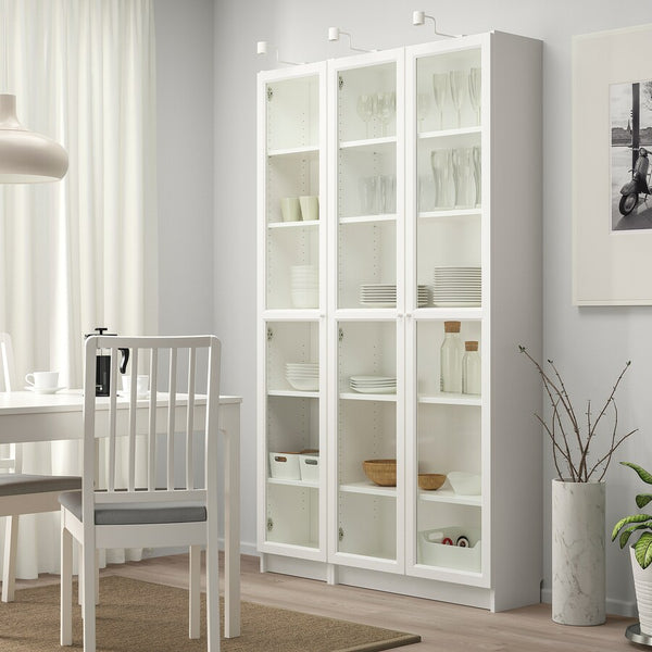 IKEA BILLY bookcase with glass door, white, 120x30x202 cm