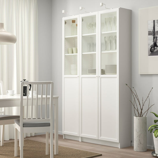 IKEA BILLY bookcase with panel/glass door, white, 120x30x202 cm