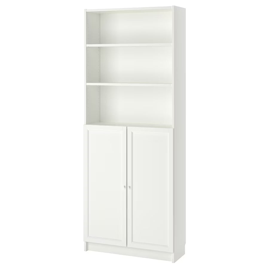 IKEA BILLY bookcase with low door, white, 80x30x202 cm