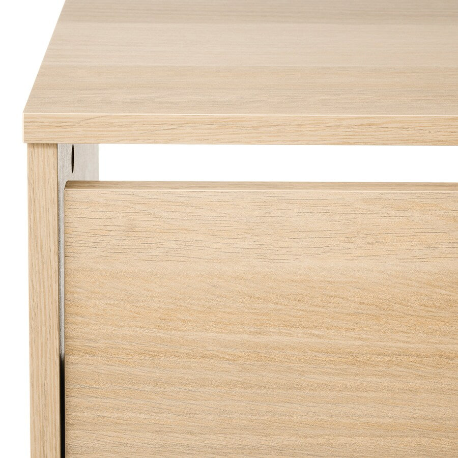 IKEA BISSA shoe cabinet with 2 compartments, oak effect, 49x28x93 cm