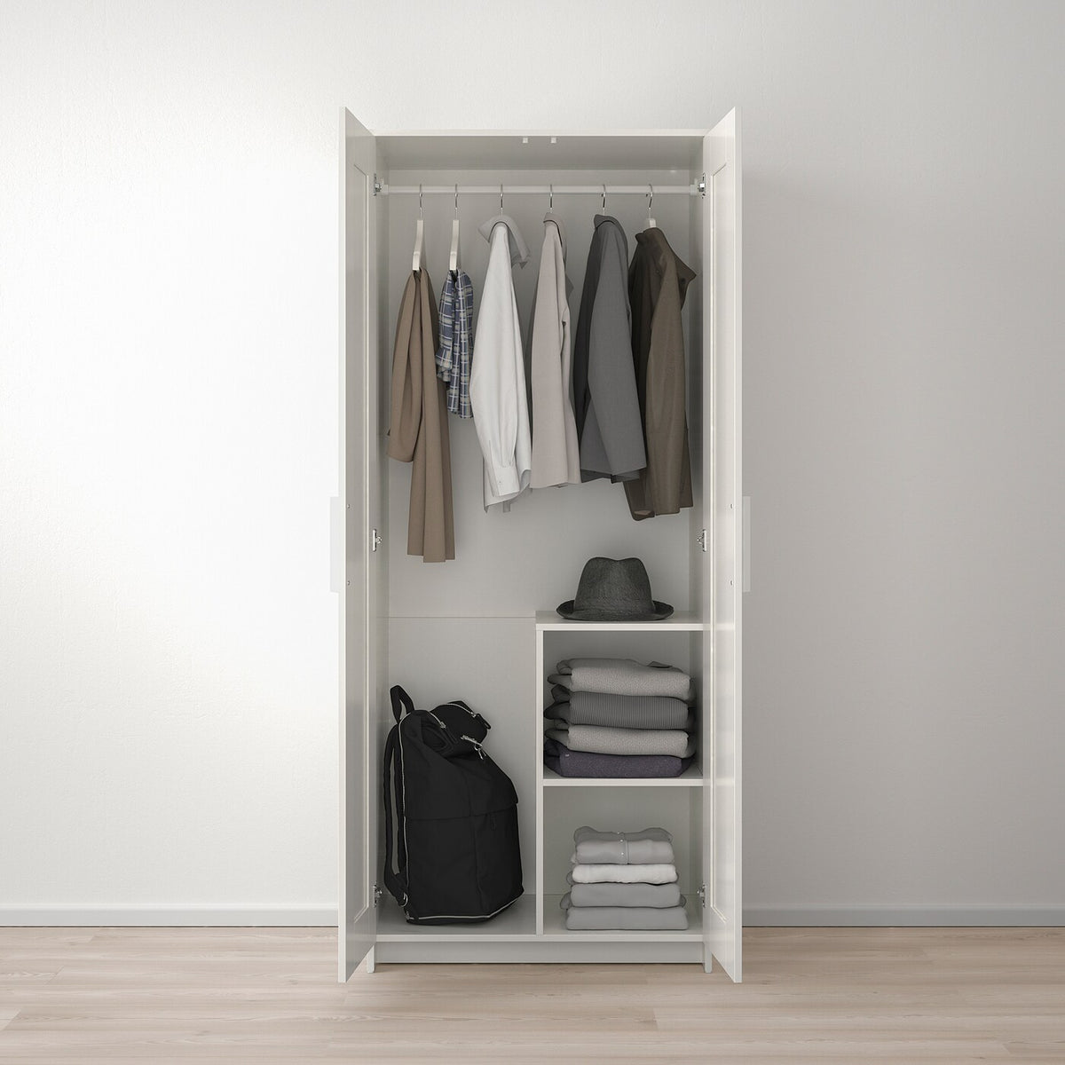  IKEA BRIMNES wardrobe w 2 doors, white, 78x190 cm
