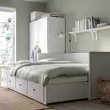 IKEA HEMNES day-bed frame w 3 drawers/2 foam mattresses, white, 80x200 cm