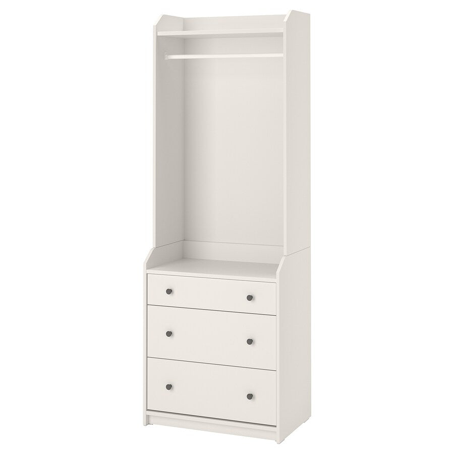 IKEA HAUGA Open wardrobe with 3 drawers, white, 70x199 cm