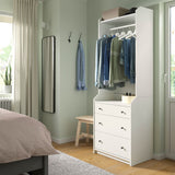 IKEA HAUGA Open wardrobe with 3 drawers, white, 70x199 cm