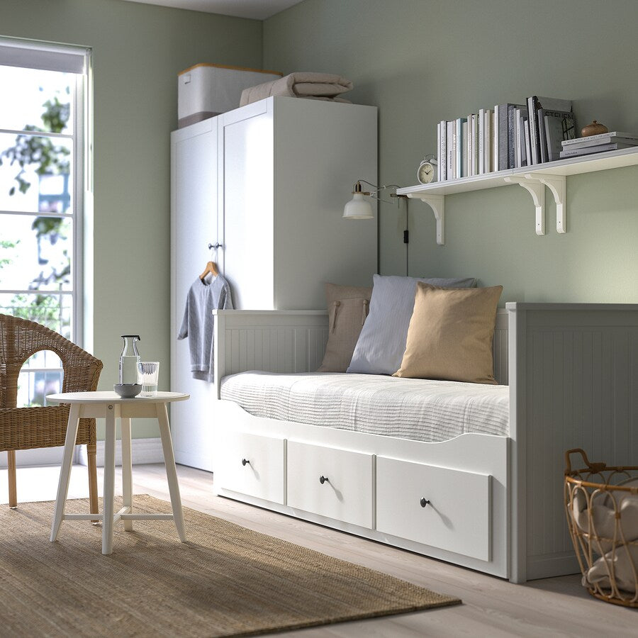 IKEA HEMNES day-bed+2 mattresses, white, 80x200 cm