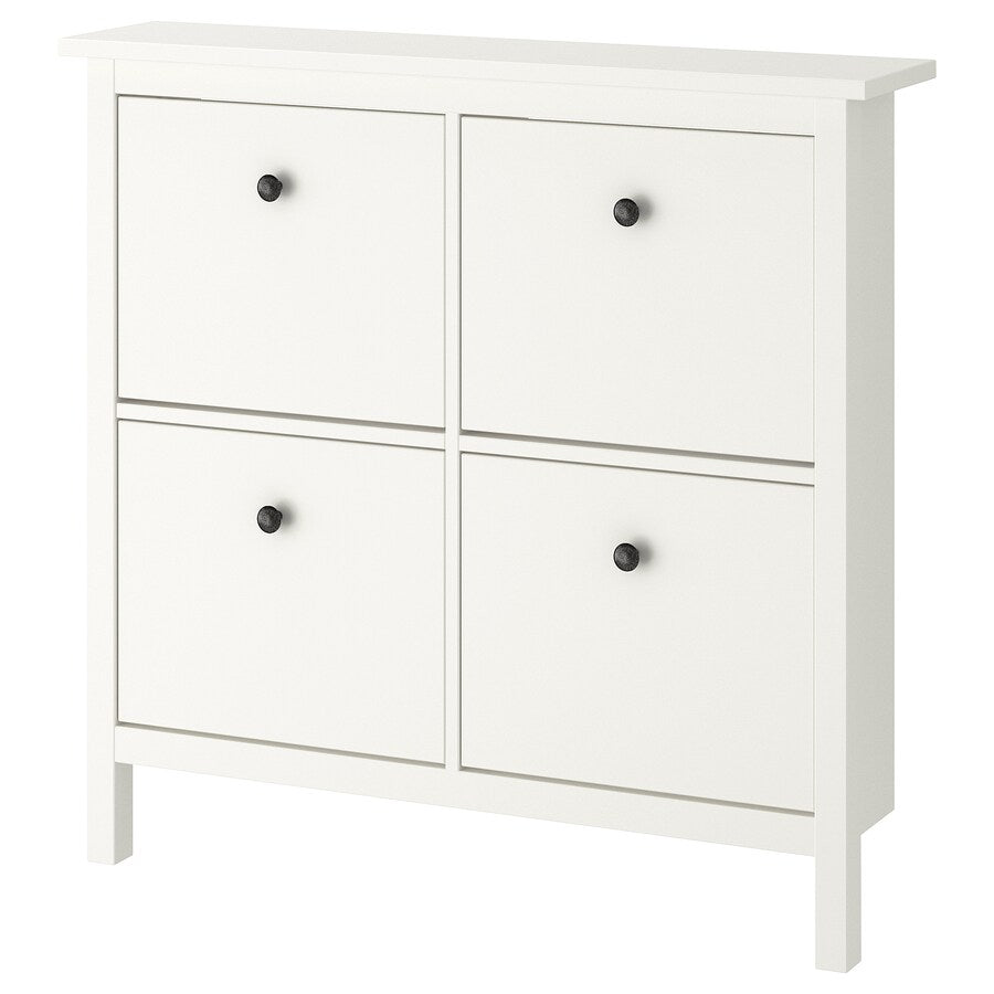 IKEA HEMNES shoe cabinet with 4 compartments, white, 107x22x101 cm