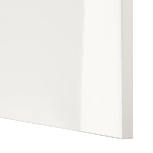 IKEA BESTA TV bench w high gloss white doors, oak effectk,180x42x38 cm