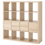 IKEA KALLAX Shelving with 2 doors/2 drawers, oak effect, 147x147 cm