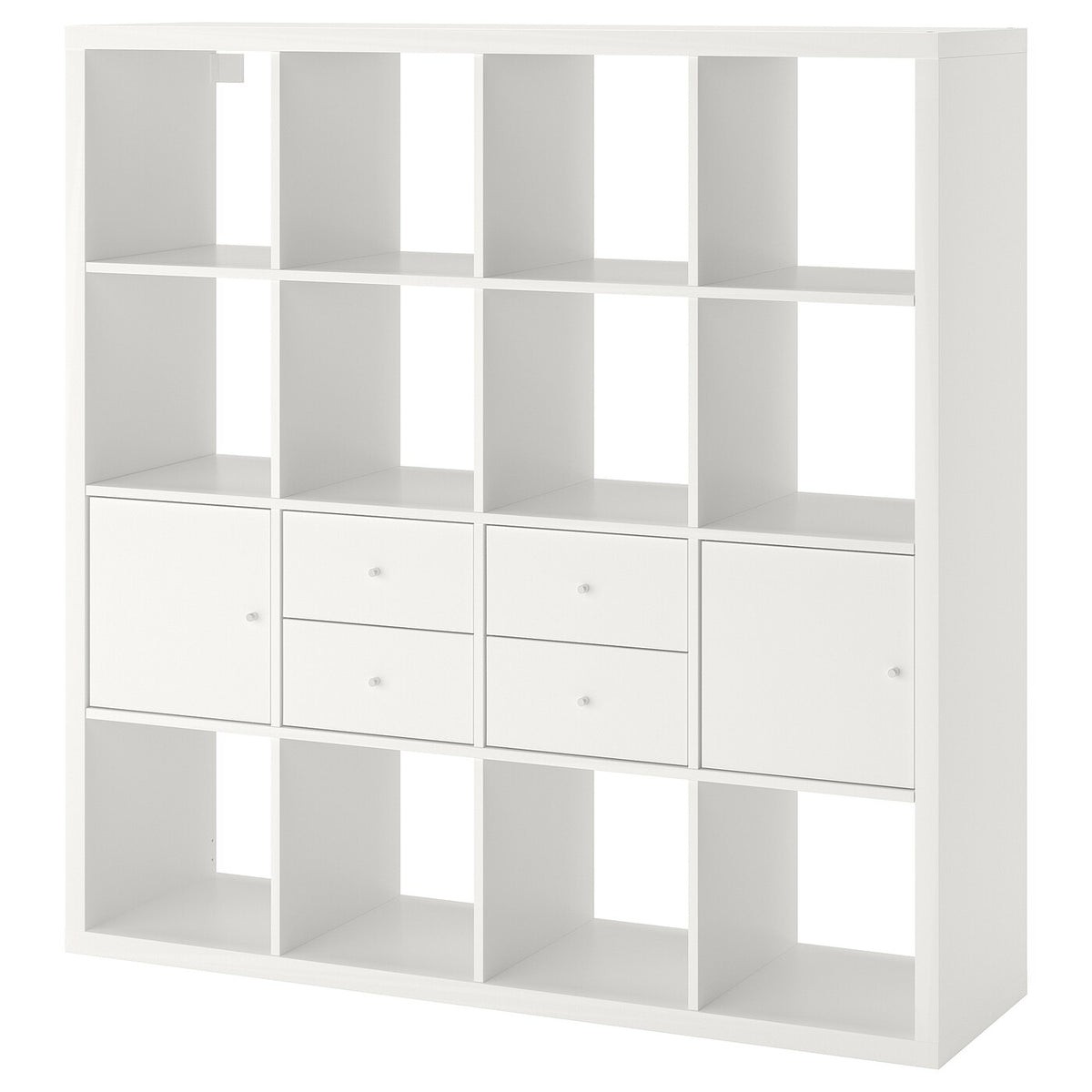 IKEA KALLAX Shelving with 2 doors/2 drawers, white, 147x147 cm
