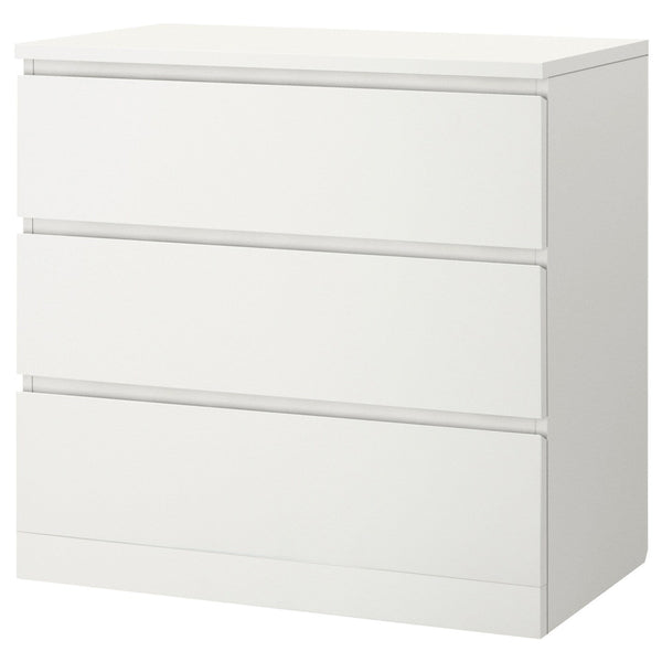 IKEA MALM chest of 3 drawers, white, 80x78 cm