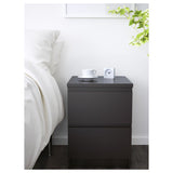 IKEA MALM chest of 2 drawers, black-brown, 40x55 cm