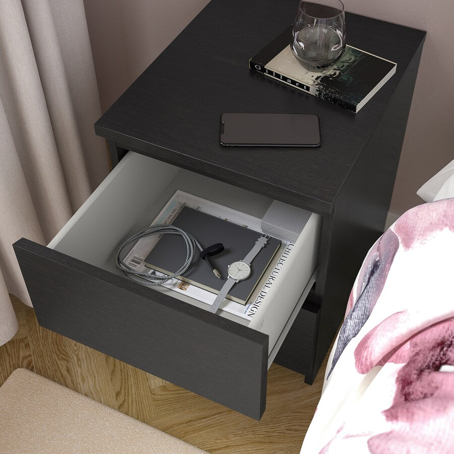 IKEA MALM chest of 2 drawers, black-brown, 40x55 cm