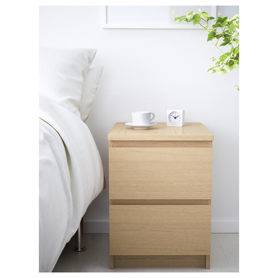 IKEA MALM chest of 2 drawers, white stained oak, 40x55 cm