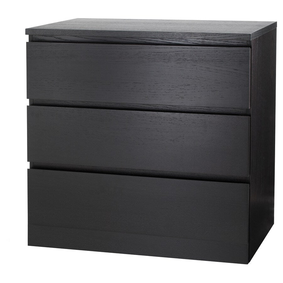  IKEA MALM chest of 3 drawers, black-brown, 80x78 cm