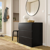 IKEA MALM chest of 3 drawers, black-brown, 80x78 cm