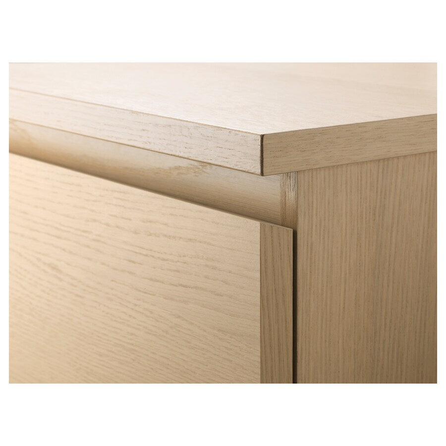 IKEA MALM chest of 3 drawers, white stained oak veneer, 80x78 cm