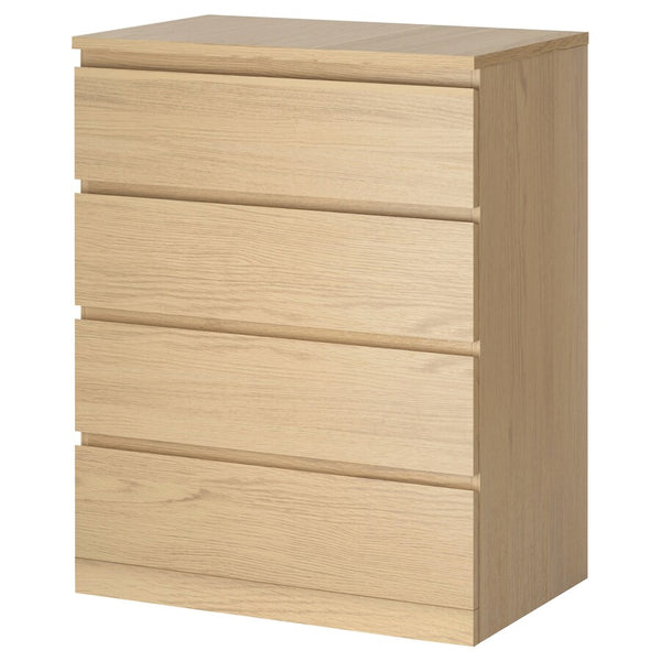 IKEA MALM chest of 4 drawers, white stained oak veneer, 80x100 cm