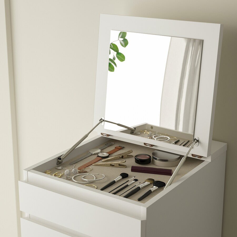 IKEA MALM 6 drawers with mirror, white, 40x123 cm GOOD FURNITURE