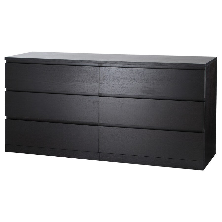 IKEA MALM chest of 6 drawers, black-brown, 160x78 cm