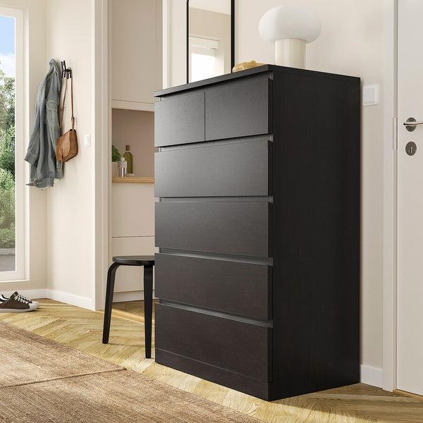 IKEA MALM Chest of 6 drawers, black-brown, 80x123 cm