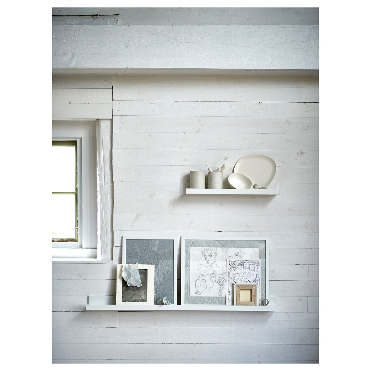 IKEA MOSSLANDA picture ledge, white, 115 cm