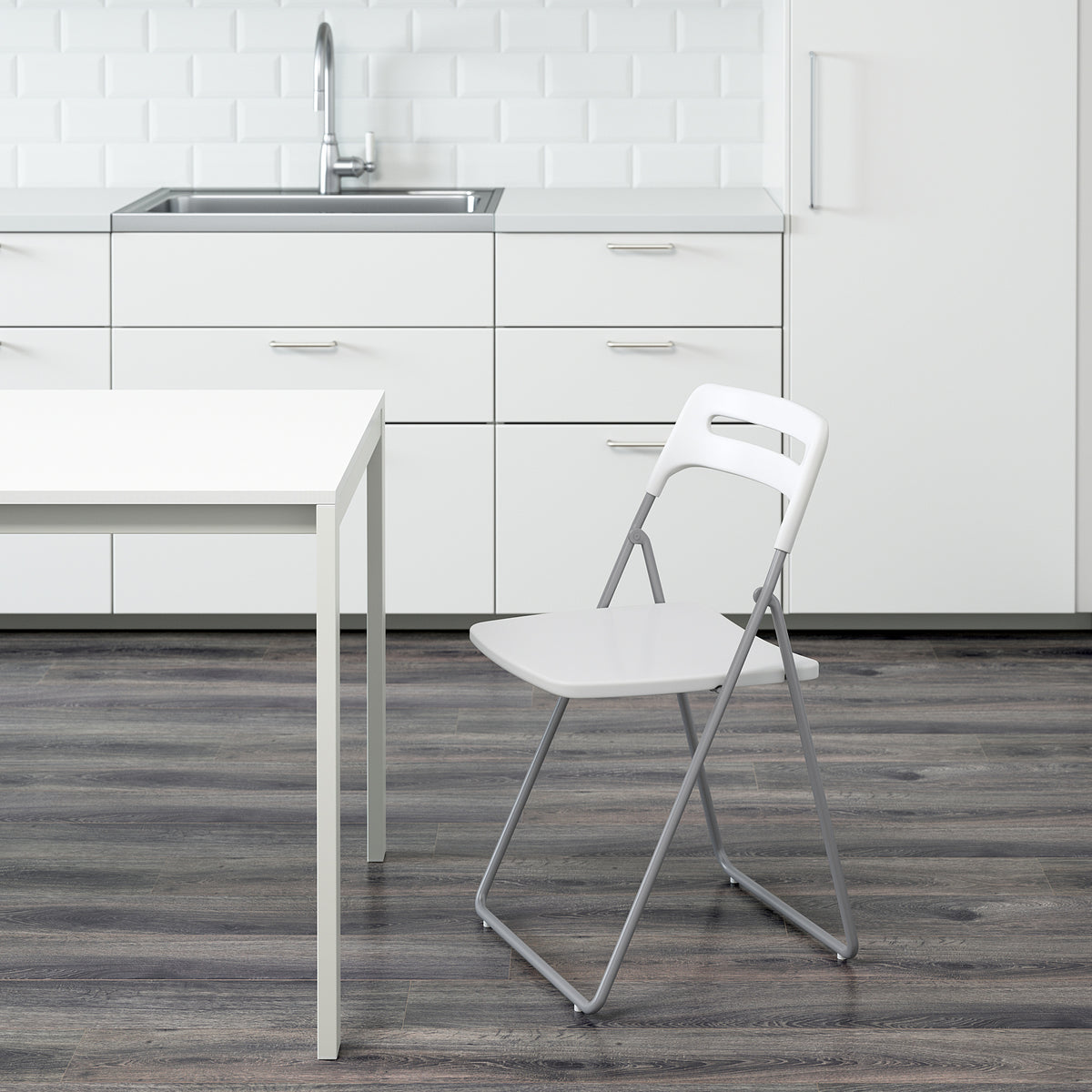 IKEA NISSE Folding chair, white