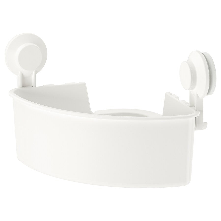 IKEA TISKEN corner basket with suction cup, white