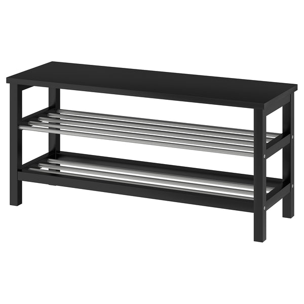 IKEA TJUSIG Bench with shoe storage, black, 108x34x50 cm