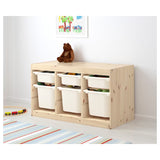 IKEA TROFAST Storage combination with 6 boxes, pine/white, 93x44x53 cm
