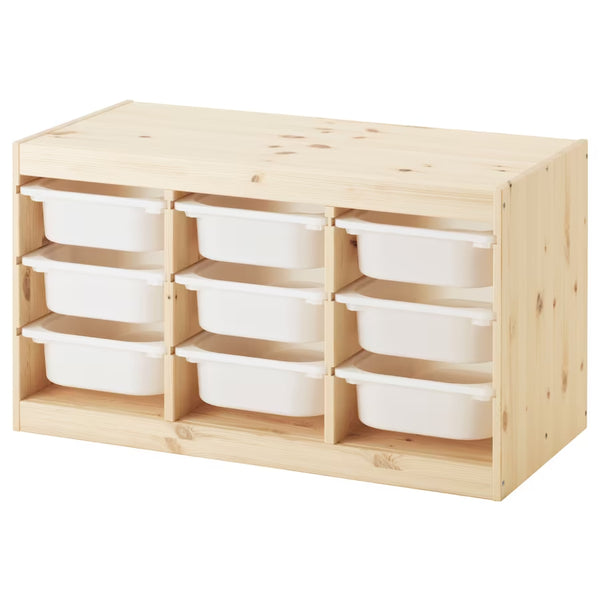 IKEA TROFAST Storage combination with 9 boxes, pine/white, 93x44x53 cm
