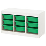 IKEA TROFAST Storage combination with 9 boxes, white/green, 99x44x56 cm