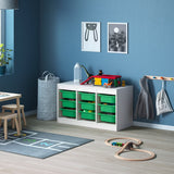IKEA TROFAST Storage combination with 9 boxes, white/green, 99x44x56 cm