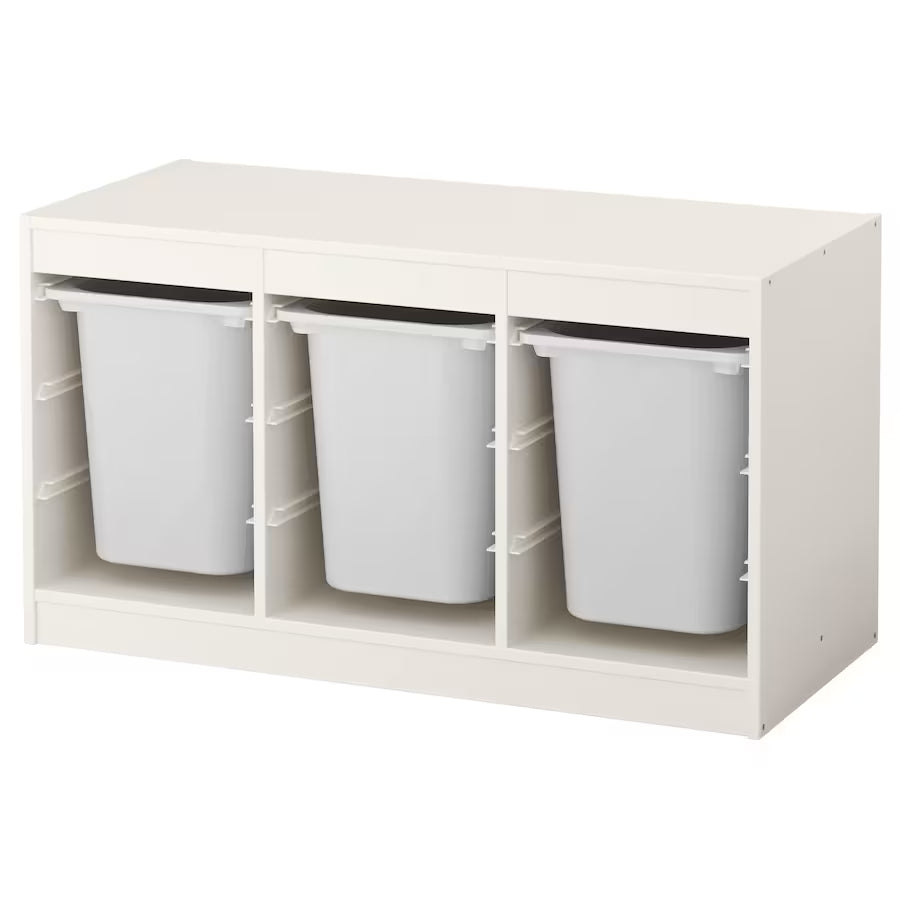 IKEA TROFAST Storage combination with 3 boxes, white/white, 99x44x56 cm