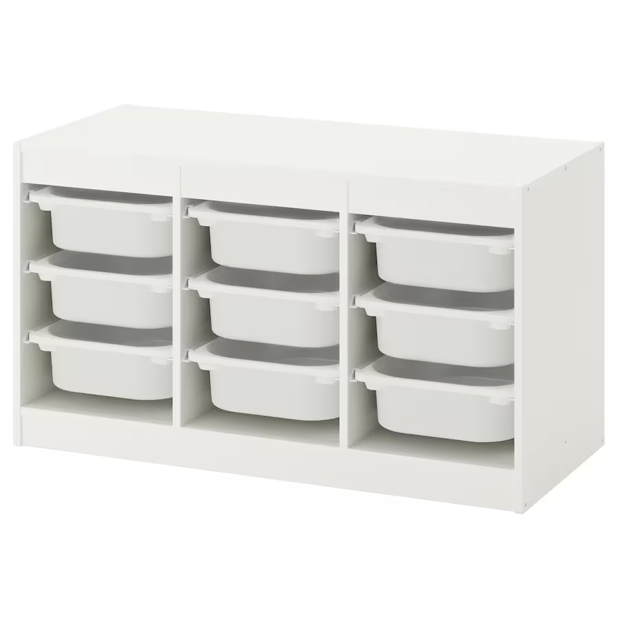IKEA TROFAST Storage combination with 9 boxes, white/white, 99x44x56 cm